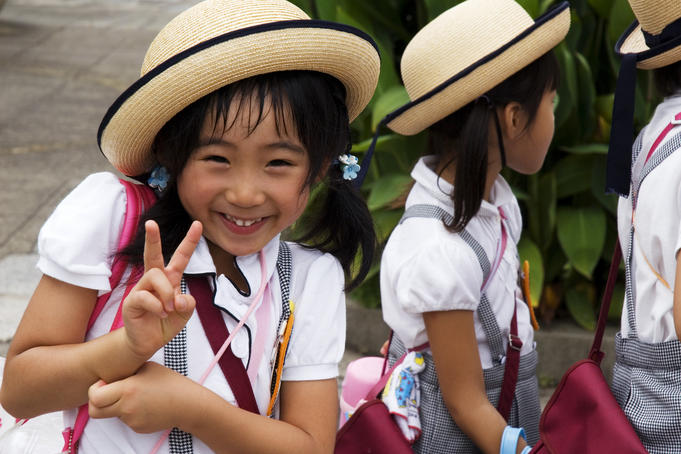School girl posing for the camera.