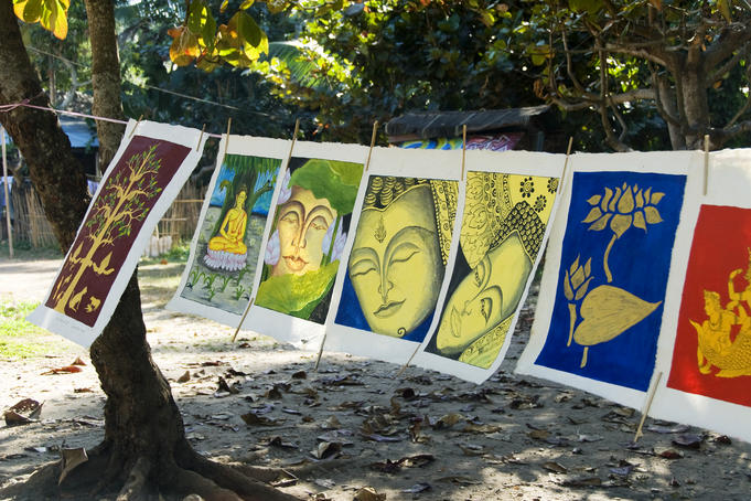 Artwork drying at Luang Prabang School of Fine Arts.
