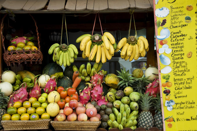 Fruit shake stand.