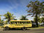 Bus with passengers driving along Beach Road, the main road of Apia.