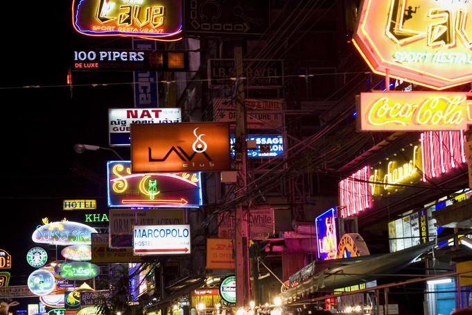Khao San Road night lights.
