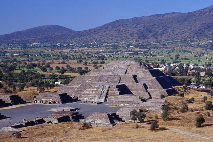 The Pyramid of the Moon at Teotihuacan, the front courtyard area is thought to have been the site for religious dancing