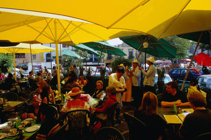 Dining outdoors in San Angel, Mexico City