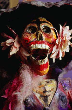 All decked out in celebration of the Day of the Dead, a common sight throughout Mexico is finely attired skeletons