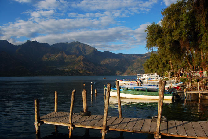 Calm waters of Lago de Atitlan.