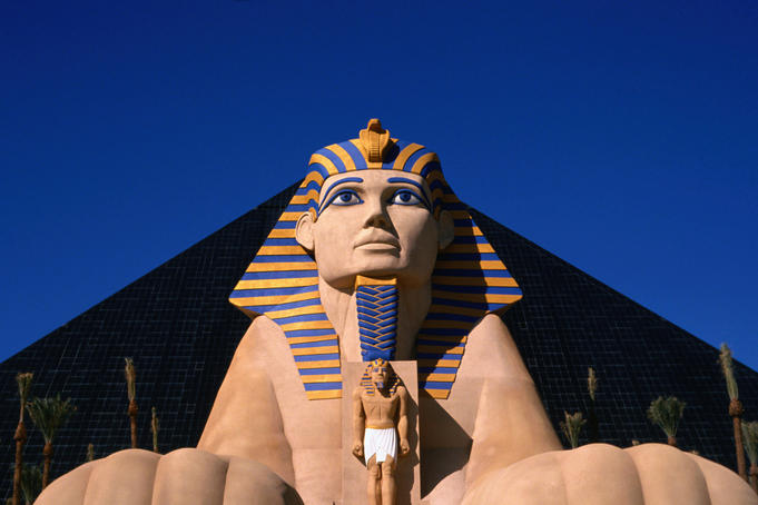 The facade of the Luxor Resort: a replica of an Egyptian Statue - Las Vegas, Nevada