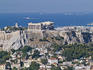 Parthenon, Acropolis hill and some houses of Anafiotika area as seen from Lykavittos Hill.
