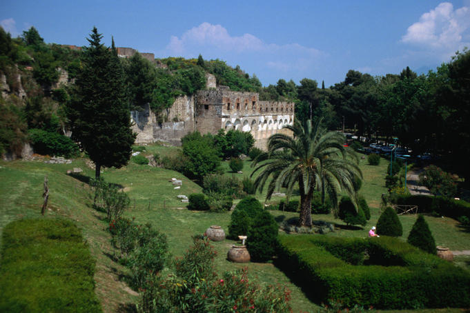 View form the entrance into the site of the ruins of Pompeii - Campania