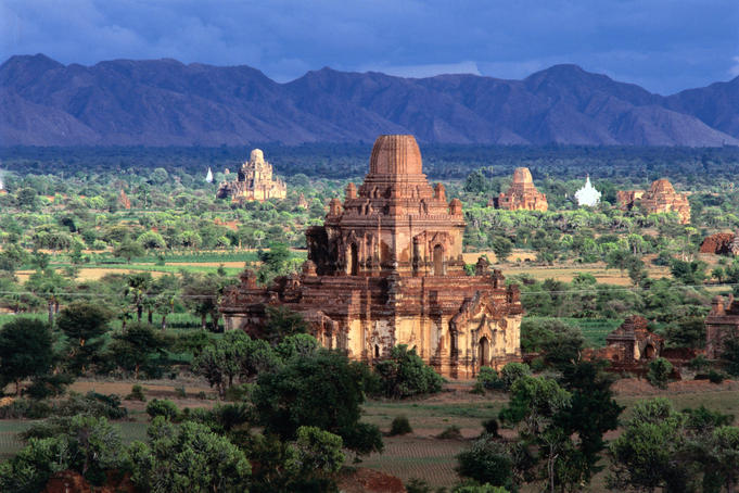 Temples, pagodas, monasteries and other religious structures on plains of Bagan. (Please credit photographer as Daniel Young.)