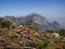 Three hikers enjoy fine paths and excellent views on the hills of Mount Mulanje, southern Malawi