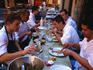 Chefs eating lunch, Vieux Lyon - Lyon, Rhone-Alpes