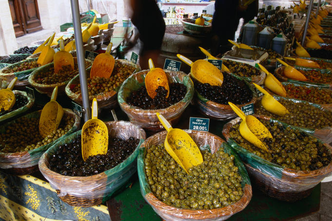 Huge array of olives, Carpentras Market - Carpentras, Provence-Alpes-Cote d'Azur