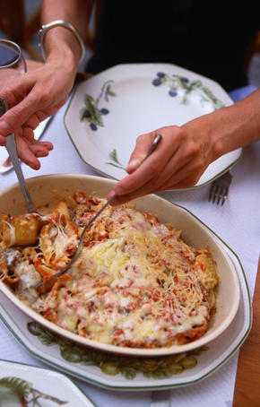 Corsican style macaroni with mince meat, tomatoes, mint and cheese, usually brocchu - Corsica
