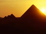 Sunset over pyramid.