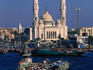 Mosque in Port Said and harbour.