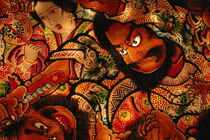 Detail of rice-paper float in Neputa Matsuri Festival.