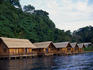 Timber Badjao houses built on the water in the style of the sea gypsies.