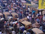 Rickshaws and baby taxis fight for space on the streets of Dhaka, these scooter like vehicles are known as auto-rickshaws in India