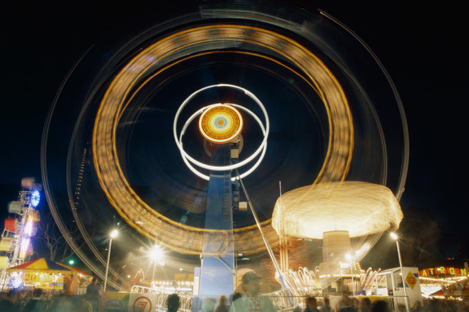 Fairground rides at night, Moomba festival, Melbourne.