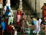 Washing clothes, children and praying on the ghats by the River Ganges - Varanasi, Uttar Pradesh