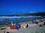 People crowd the beach on Whitesands Bay, Pembrokeshire Coast - Dyfed, Pembrokeshire, Wales