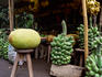 A tropical fruit stall in Camarines Sur province. Jackfruit (langka) is the large fruit on the left- the Philippines