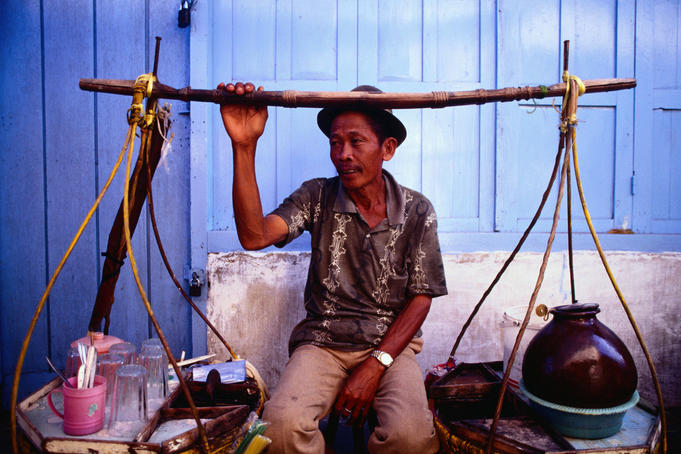 Drink vendor at the market.