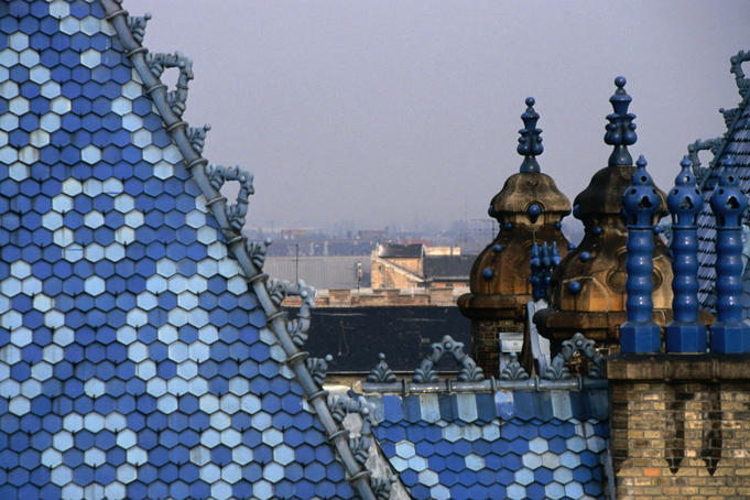 Zsolnay tiles on the roof of the Geological Institute of Budapest.
