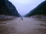 A boat heading down the mighty Yangzi River in the Xiling Xia Gorge.