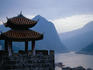 Traditional Chinese pavilion above Wushan town, overlooking the Yangzi River and the start of Wu gorge (the second gorge of the famous Three Gorges passage).