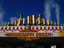 Painted sign and calliope of the Mississippi Queen, a steamboat on the Mississippi