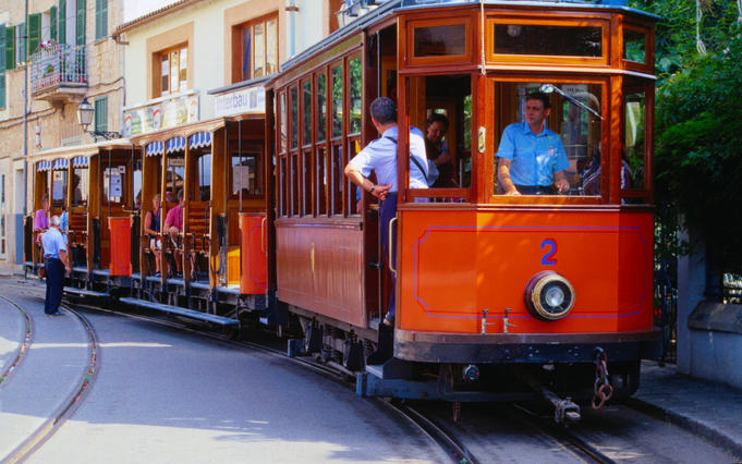 Old San Francisco style tram that runs between Soller and Port de Soller - Mallorca Island, Balearic Islands