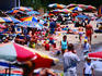 Crowded beaches - Es Canar, Ibiza Island, Balearic Islands