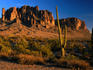 Cacti and Superstition Mountains at Lost Dutchman State Park.
