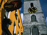 18th tower of St Anne's Church, Shandon with quaint shop front, Cork City