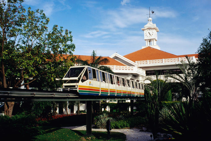 Mono rail or sky train at Sentosa Island.