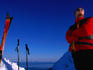Resting during a hike up to the peaks of Lofoten Island.