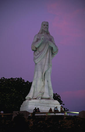The huge statue of Jesus that overlooks the port of Havana.