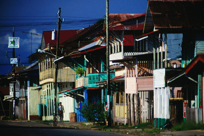 The main street of Bocas del Toro on Isla Colon