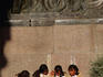School girls studying in afternoon sunshine.
