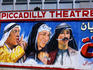 A film poster on a building