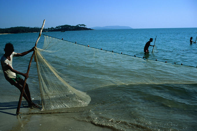 Net fishermen on Palolem beach.