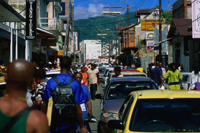Busy street in the Port of Spain, Trinidad