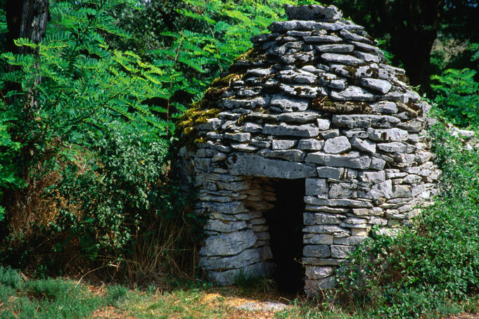 An historic stone cabane, used as shelters by shepherds in the Dordogne