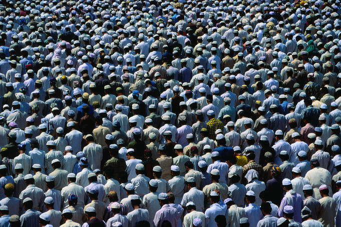 Muslim faithful praying at Jama Masjid - Old Delhi.