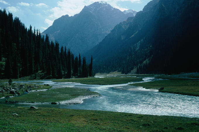 Karakol Valley ( Kara-Kul Valley ) a popular trekking destination in the Tersky Alatau, behind Karakol in eastern Kyrgyzstan