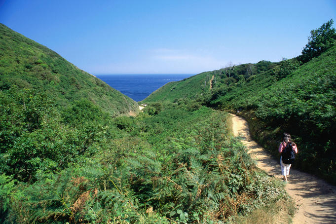 Sark Island coastal walk, the island has a coastline of over 30 miles with the occasional pub along the way, making it a pretty pleasant walking destination