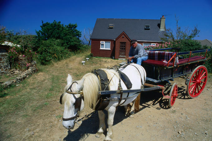 Traditional transport, a horse and trap on Sark Island, probably best known as Europe's only feudal state