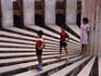 Children playing at Jantar Mantar in Delhi. Jantar Mantar is a Medieval observatory built in 1724.