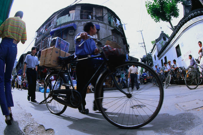 The bicycle still rules in Shanghai.